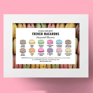 Macarons Flavor Menu Etiqueta Cores Personalizadas