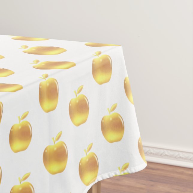 Maçãs Douradas em Toalha de Mesa Branca (Posição Original)