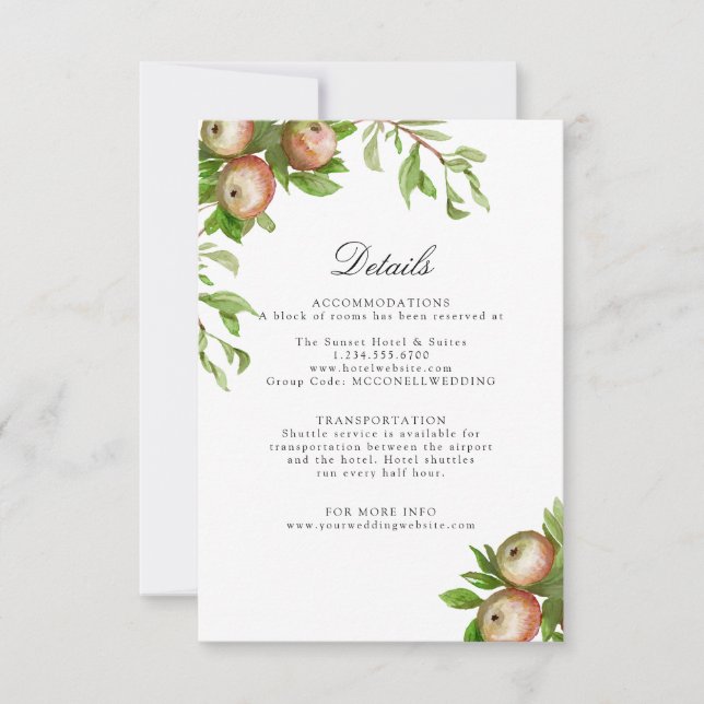 maçãs no cartão de cerimônia de núpcias (Frente)