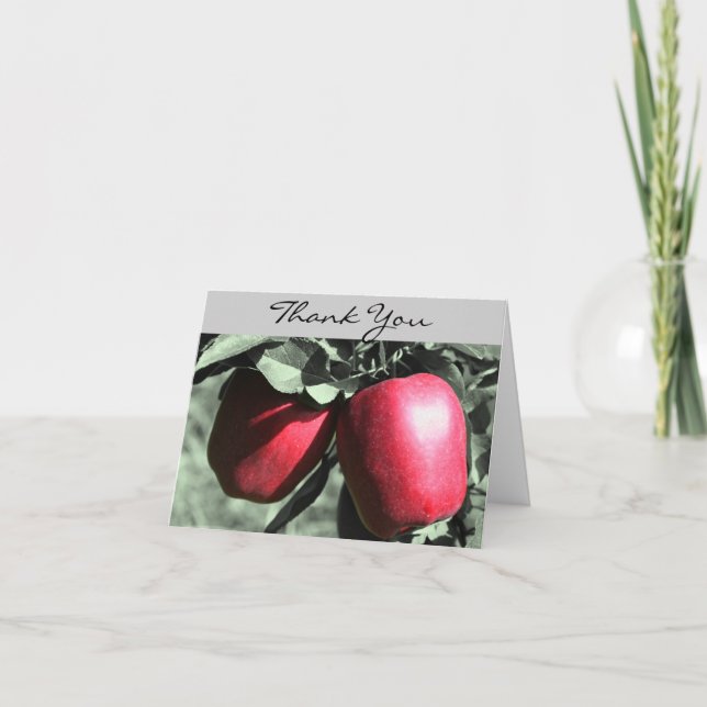 Maçãs Vermelhas Cartões de agradecimentos Preto E  (Frente)