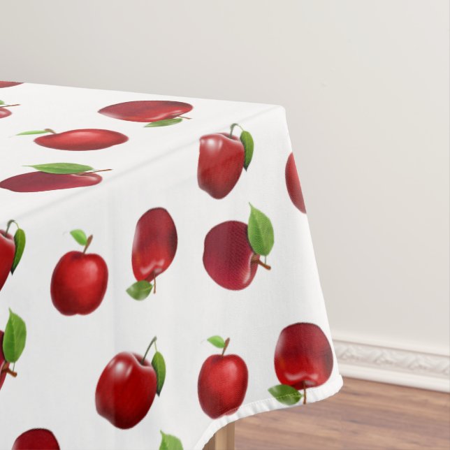 Maçãs Vermelhas em Toalha de Mesa Branca (Posição Original)
