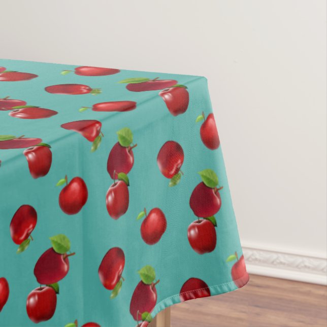 Maçãs Vermelhas em Toalha de Mesa Esmeralda Teal (Posição Original)