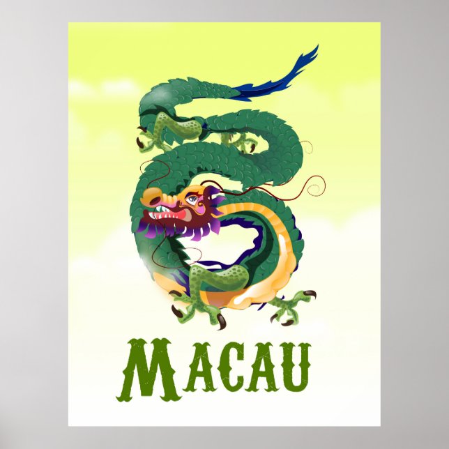 Macau China Vintage style travel poster (Frente)