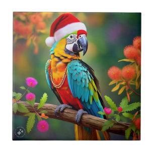 Macaw de Natal Vestindo um Chapéu Santa- 56485