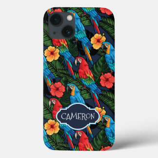 Macaw E Hibiscus Pattern | Adicione seu nome