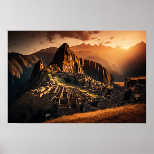 Machu Picchu ao pôr do sol - Impressão de Poster i