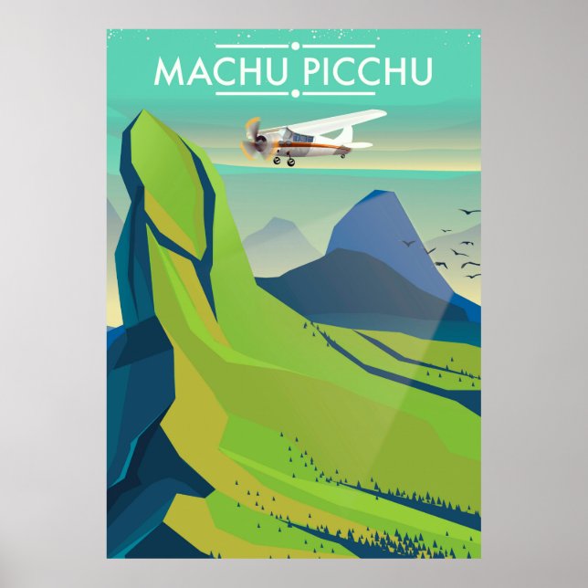 machu picchu Flight travel poster (Frente)