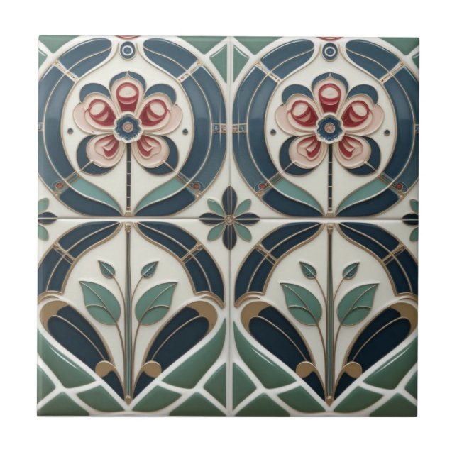 Mackintosh Art Deco Abstract Floral Wall Decor (Frente)