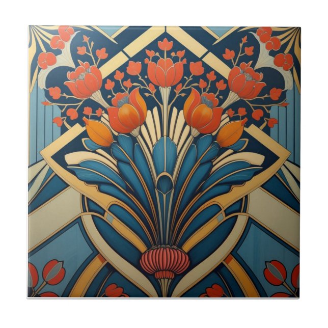 Mackintosh Art Deco Abstract Floral Wall Decor (Frente)