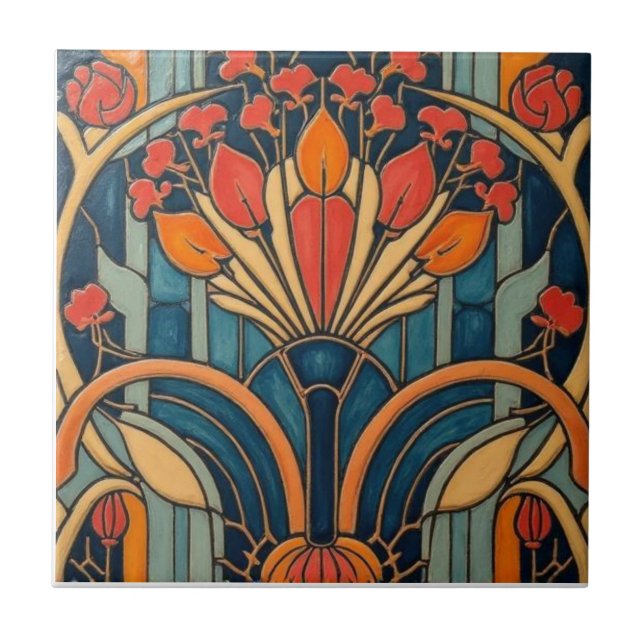 Mackintosh Art Deco Abstract Floral Wall Decor (Frente)