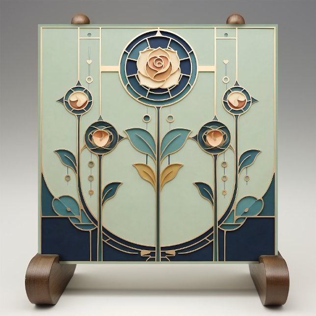 Mackintosh Art Deco Abstract Floral Wall Decor Cer (Criador carregado)