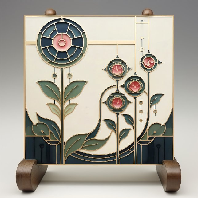 Mackintosh Art Deco Abstract Floral Wall Decor Cer (Criador carregado)
