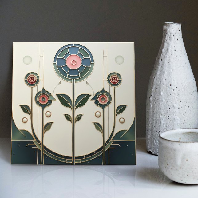 Mackintosh Art Deco Abstrato Floral Wall Decor (Criador carregado)