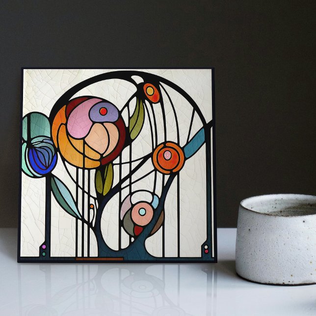 Mackintosh Art Deco Abstrato Floral Wall Decor (Criador carregado)