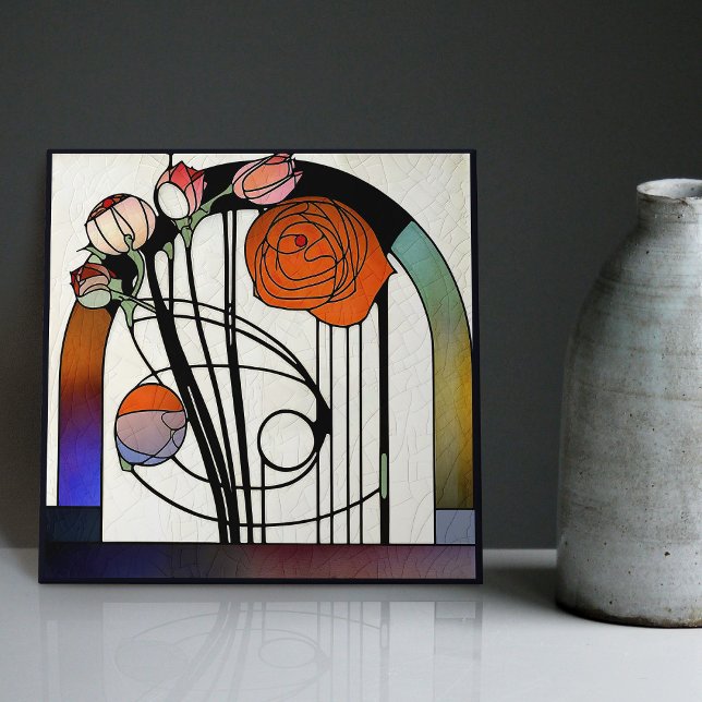 Mackintosh Art Deco Abstrato Floral Wall Decor (Criador carregado)