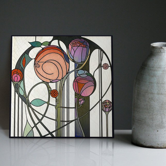Mackintosh Art Deco Abstrato Floral Wall Decor (Criador carregado)