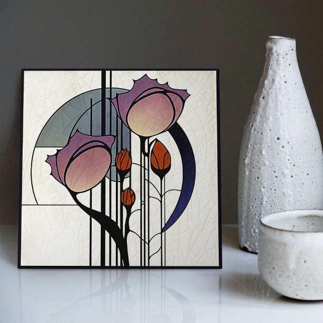Mackintosh Art Deco Abstrato Floral Wall Decor (Criador carregado)