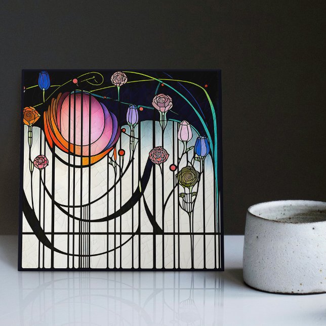Mackintosh Art Deco Abstrato Floral Wall Decor (Criador carregado)