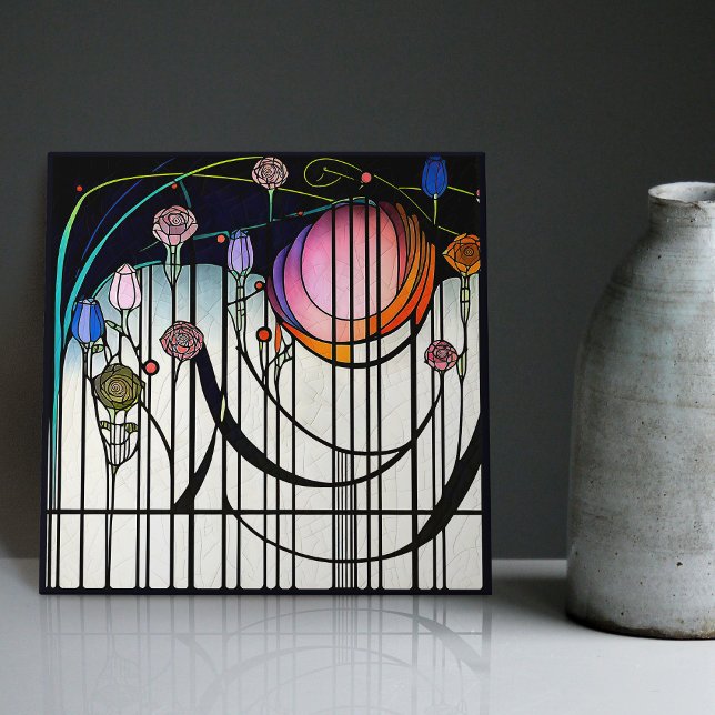 Mackintosh Art Deco Abstrato Floral Wall Decor (Criador carregado)