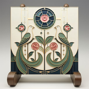 Mackintosh Rosa & Aves Art Nouveau Minimalista