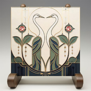 Mackintosh Rosa & Aves Art Nouveau Minimalista