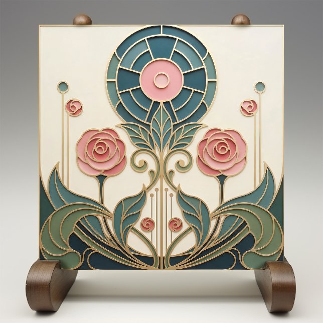 Mackintosh Rose Arte Nova Vidro Falso Manchado (Criador carregado)