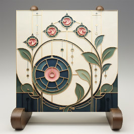 Mackintosh Rose Arte Nova Vidro Falso Manchado