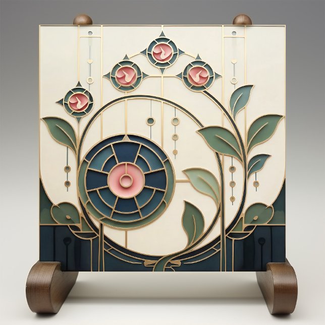Mackintosh Rose Arte Nova Vidro Falso Manchado (Criador carregado)