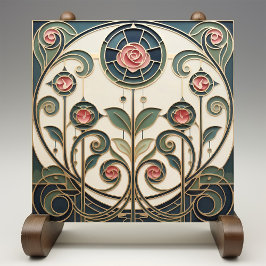 Mackintosh Rose Arte Nova Vidro Falso Manchado