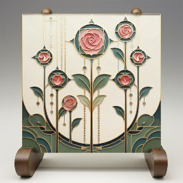 Mackintosh Rose Arte Nova Vidro Falso Manchado