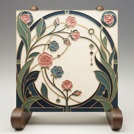Mackintosh Rose Arte Nova Vidro Falso Manchado