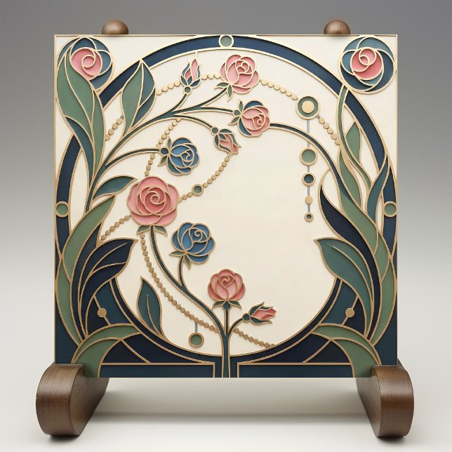 Mackintosh Rose Arte Nova Vidro Falso Manchado (Criador carregado)