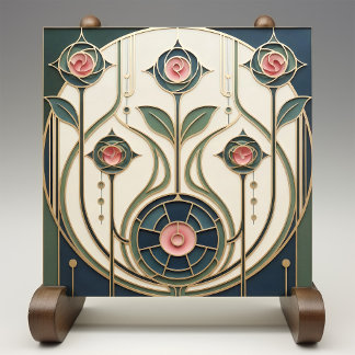 Mackintosh Rose Arte Nova Vidro Falso Manchado