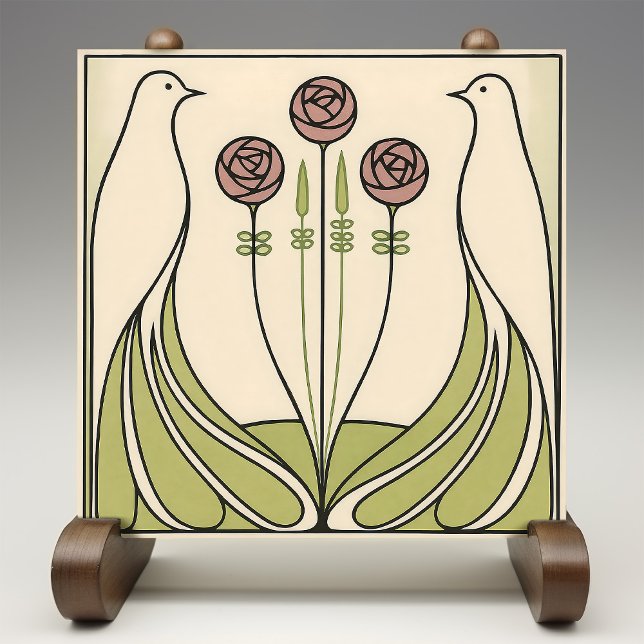 Mackintosh Rose & Birds Art Nouveau Minimalist (Criador carregado)
