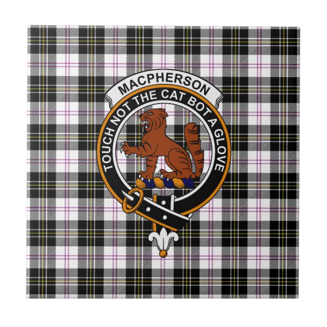 MacPherson Tartan, Clan Badge and Motto Tile (Frente)