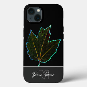 Macro de veias de folha Neon-Pop-Art com Monograma