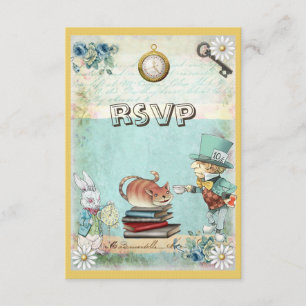 Mad Hatter e Cat RSVP Tragam um Chá de fraldas de