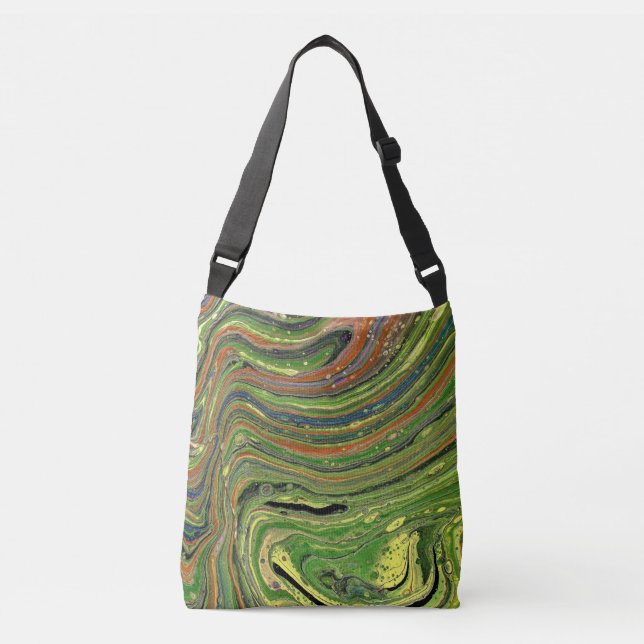 Mad Love 3 Bolsa de mão abstrata com listras verde (Frente)