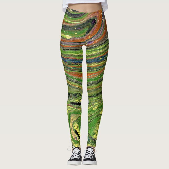 Mad Love 3 Leggings de Abstrato verde com risca (Frente)