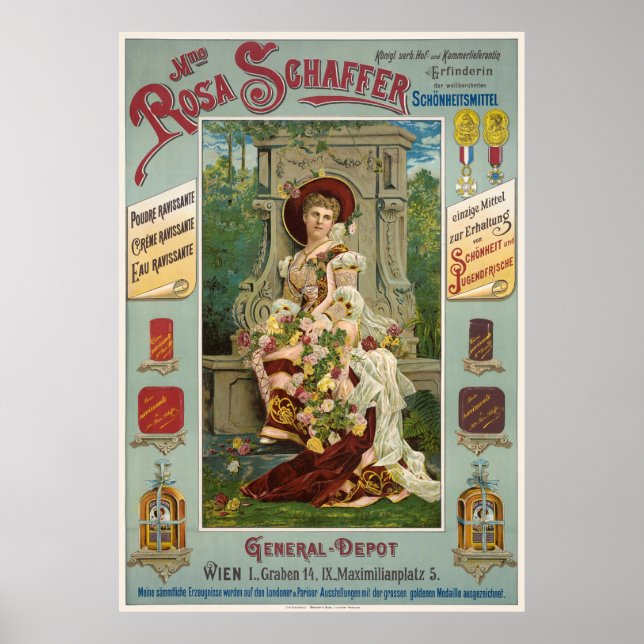 Madame Rosa Schaffer Áustria Poster vintage 1890 (Frente)