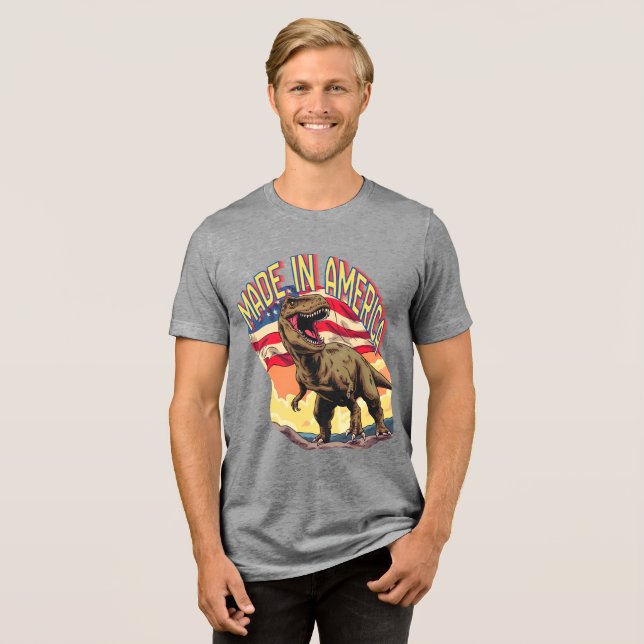 Made in America T-Rex Patriotic T-Shirt (Frente Completa)