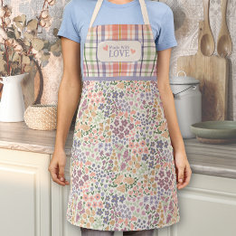 Made with Love Apron – Pastel Plaid & Blooms