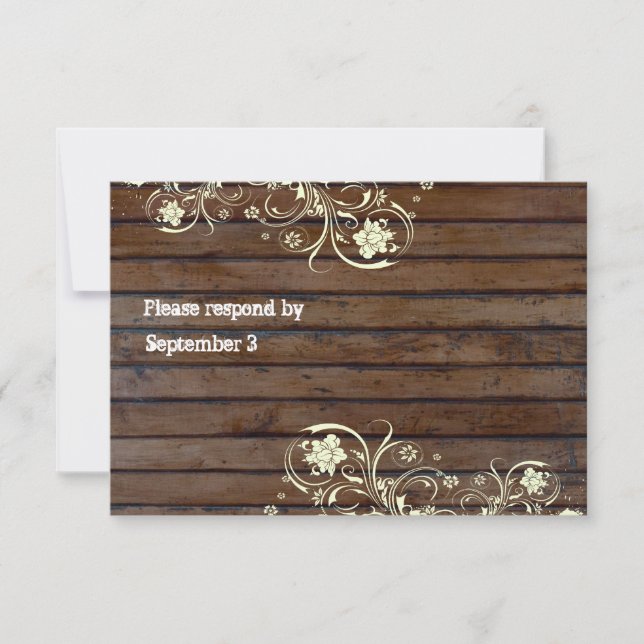 Madeira antiga Rsvp com envelopes (Frente)