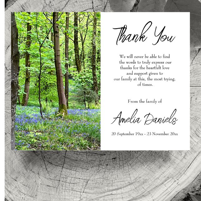 Madeira Bluebell no Cartões de agradecimentos de m (Woodland Burial Thank You Cards.)