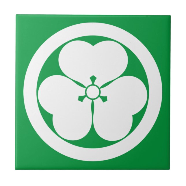 Madeira cortada em círculo com azulejo cerâmico (Frente)