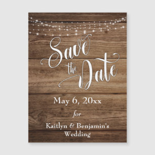 Madeira Luzes e Rótulo de Script Salvar a Data Car