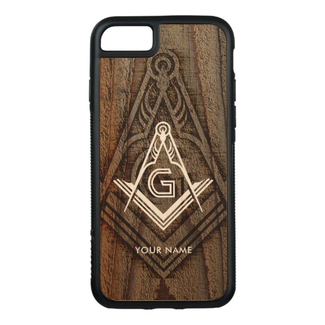 Madeira Para iPhone, Carved Capa de telefone Masonic Wooden | Freemason Gift I (Verso)
