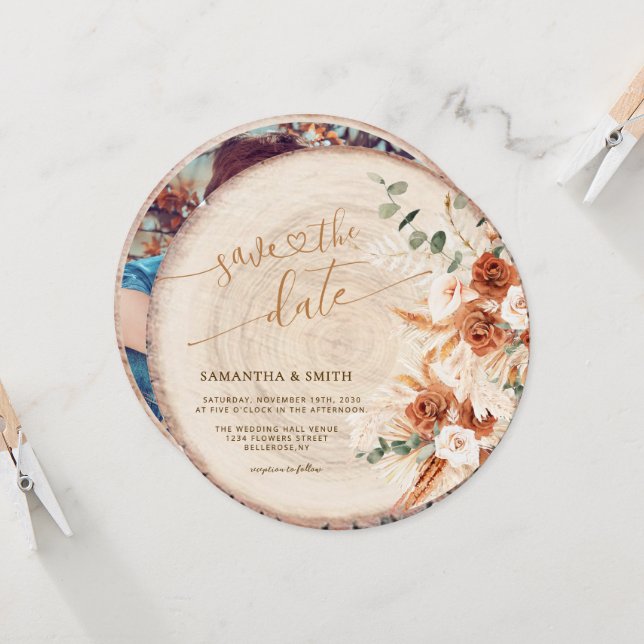 Madeira russa cortada Grain Salve o Cartão de Data (Frente/Verso In Situ)