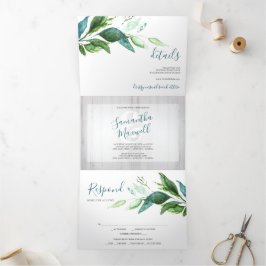 Madeira russa e verde em um único Convite de casam