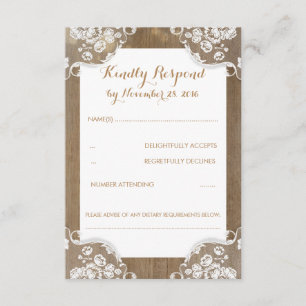 Madeira rústica e laço que Wedding RSVP